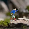 Bffcnl 4Pcs 1:87 Mini Hiking Climbing Figure People Micro Landscape Railway Accessories, Blue view 4