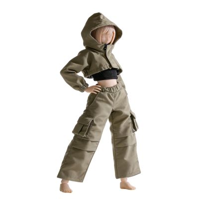 1/12 Scale Top + Work Pants for 6" Body Action Figure, Action Doll Clothes for Action FiguresNo Figure Gray-Green