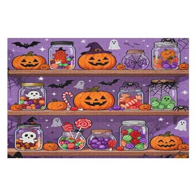 1000 Piece Halloween Jigsaw Puzzle for Adults Spider Candy Jar Design, Hard Challenge Puzzle, Ideal for Gifts, Halloween Party & Family Game Night, 30x20 in