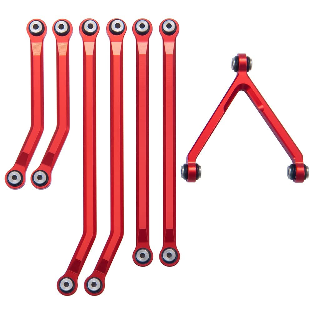 Aluminum High Clearance Chassis Links Set for Axial SCX24 90081 Deadbolt AX00004 1/24 RC Crawler Car Truck Model Parts(Red)