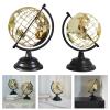 Metal Decor, Iron Hollow Out Gold Sphere with Black Stand, Rotatable 2 Size Options Modern Desktop Ornament for Home Bookshelf Living Room Decoration view 2