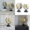 Metal Decor, Iron Hollow Out Gold Sphere with Black Stand, Rotatable 2 Size Options Modern Desktop Ornament for Home Bookshelf Living Room Decoration view 4