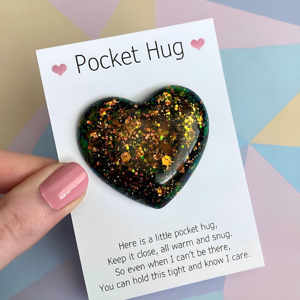 CCOCC Glitter Pocket Hug Heart with Greeting Cards,Him Girlfriend Boyfriend