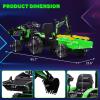 4-in-1 24V Ride on Tractor for Kids 4-8, Electric Ride on Car Toy Excavator & Bulldozer with Trailer, Digger Bucket, Parent Remote Control, Dual 80W Motors, EVA Tires, LED Lights view 2