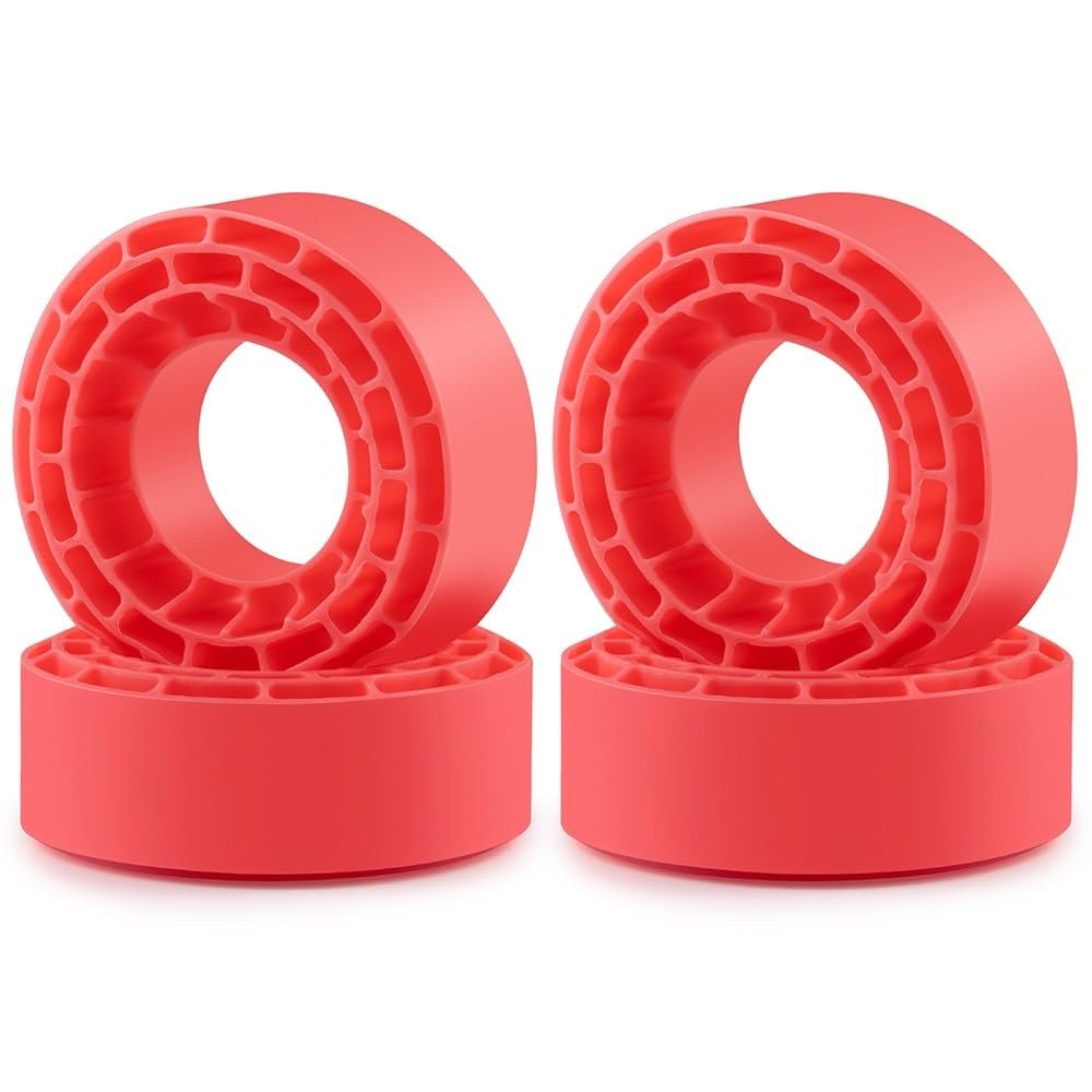4Pcs 1.3 inch Rubber Tires Silicone Insert Foam for Axial SCX24 1/24 TRX-4M 1/18 RC Crawler Car Upgrade Accessories Part(Red)