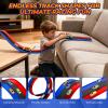 16.4ft Flexible 3-Lane Race Track for Kids - DIY Bendable Wall Racing Ramp with 3 Pull-Back Cars, Suction Cups - Portable Roll-Up Toy Car Track Compatible with 1:64 Die-Cast Cars view 4