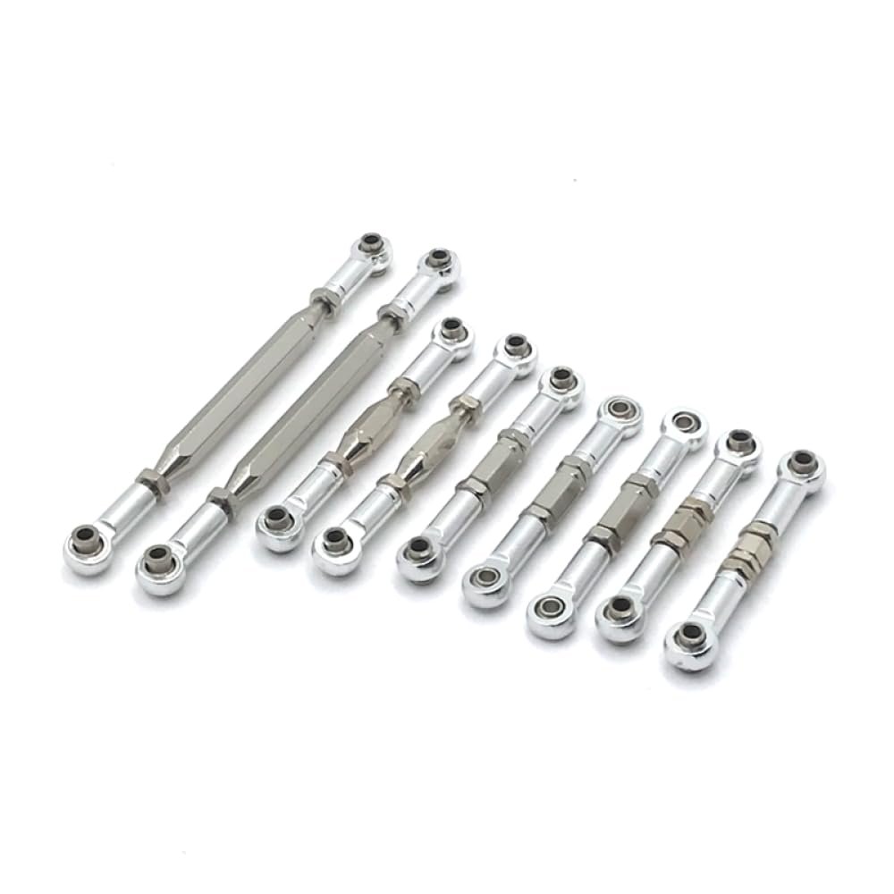 COMODO Metal Adjustable Motorcycle-Style Pull Rod for 1/12 RC Car Replacement Steering Linkage Compatible with 12423 12427 12428 FY Series(Silver)