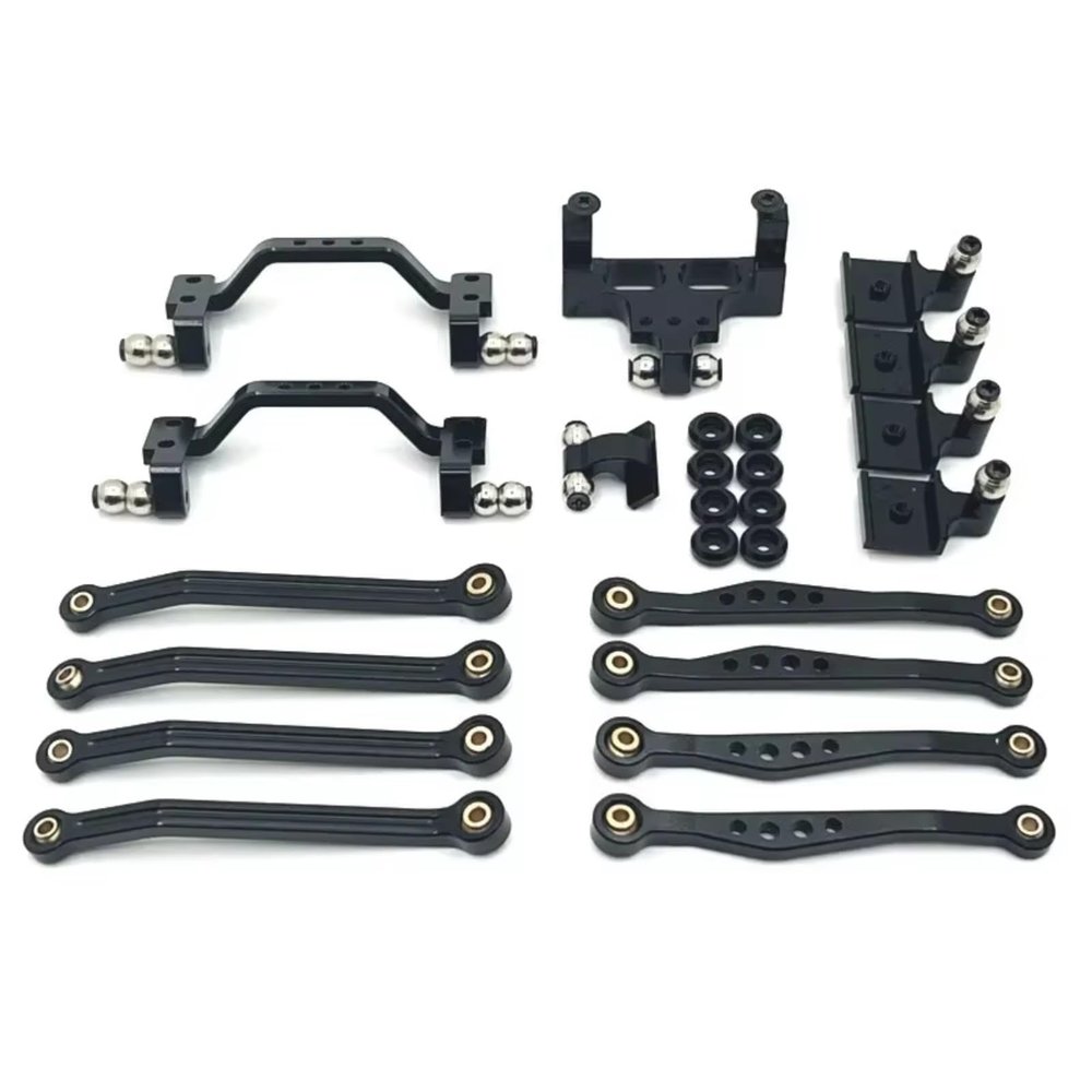 Rc Connecting Rod Tie Rod For WPL C64 C64-1 1/16 Metal Chassis Link Rod Pull Mount Shock Servo Bracket Set RC Car Upgrade Parts Accessories(Black)