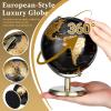 Alipis World Globe with Stand: 5. 5 Inch Desktop Earth Globe for Adults - European Luxury Decorative Map for Desk & Office Decor, Rotating Educational Ornament - Black & Gold view 2