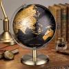 Alipis World Globe with Stand: 5. 5 Inch Desktop Earth Globe for Adults - European Luxury Decorative Map for Desk & Office Decor, Rotating Educational Ornament - Black & Gold view 3