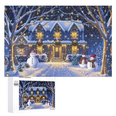 Christmas Puzzle Jigsaw Puzzle 1000 Pieces for Adults, 20"x30" Large Puzzle Winter Snowman Decoration for Family Party Holiday - Each Piece is Unique