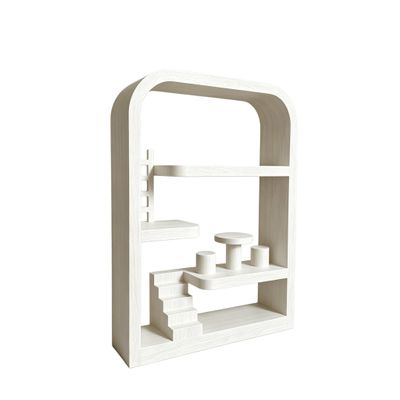 Aesthetic Blind Box Display Case Display Case - Modular Stackable Dollhouse Shelf with Ladder - Wall Mount & Desktop Floating Case for Blind Box Figures