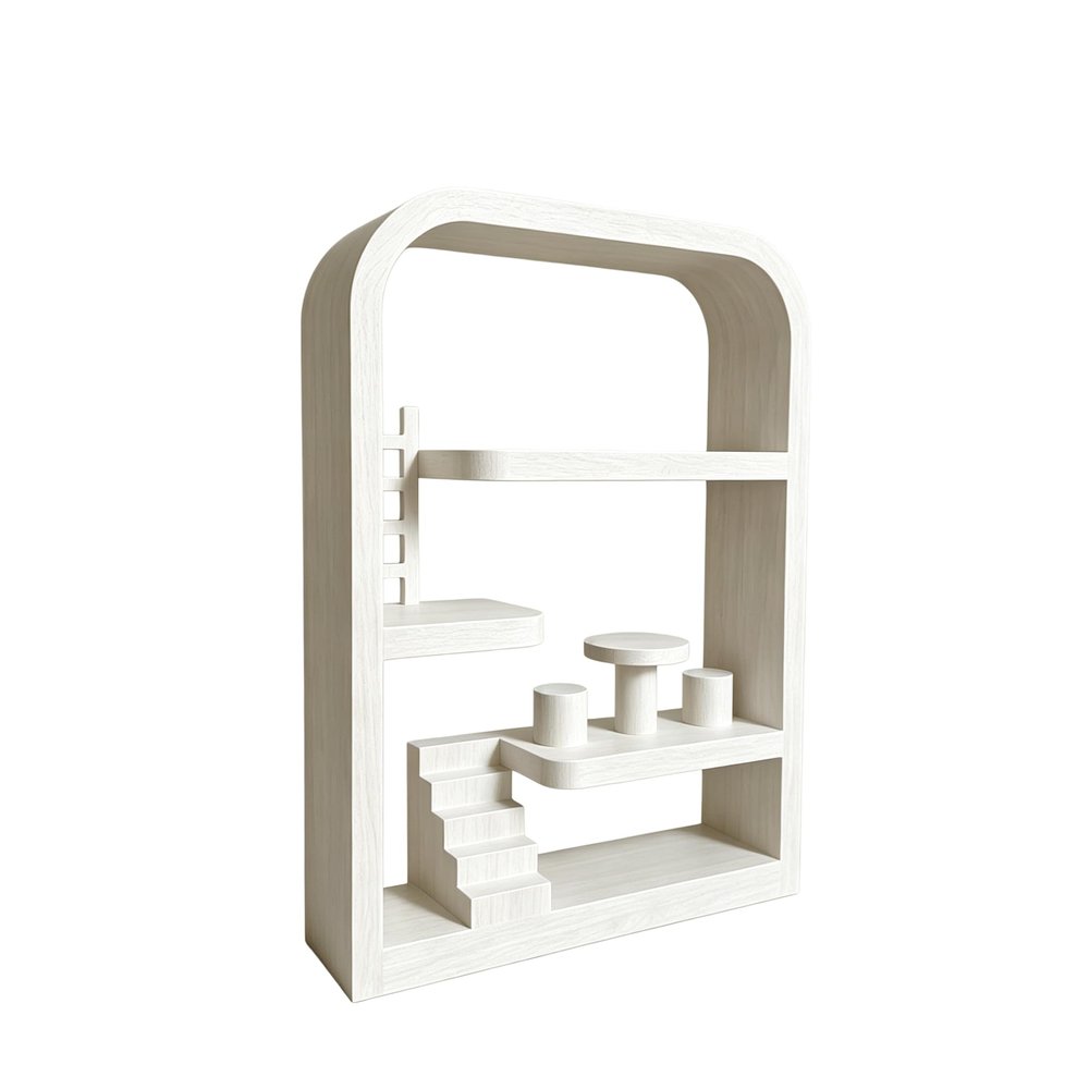Aesthetic Blind Box Display Case Display Case - Modular Stackable Dollhouse Shelf with Ladder - Wall Mount & Desktop Floating Case for Blind Box Figures