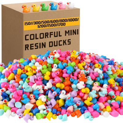 Barydat 1700 Pcs Colorful Mini Resin Ducks Bulk Tiny Duck Decoration for Hide and Seek Prank Cruises Holiday Party Baby Miniature Garden Accessory Figures for Dollhouse Landscape Aquarium Gift