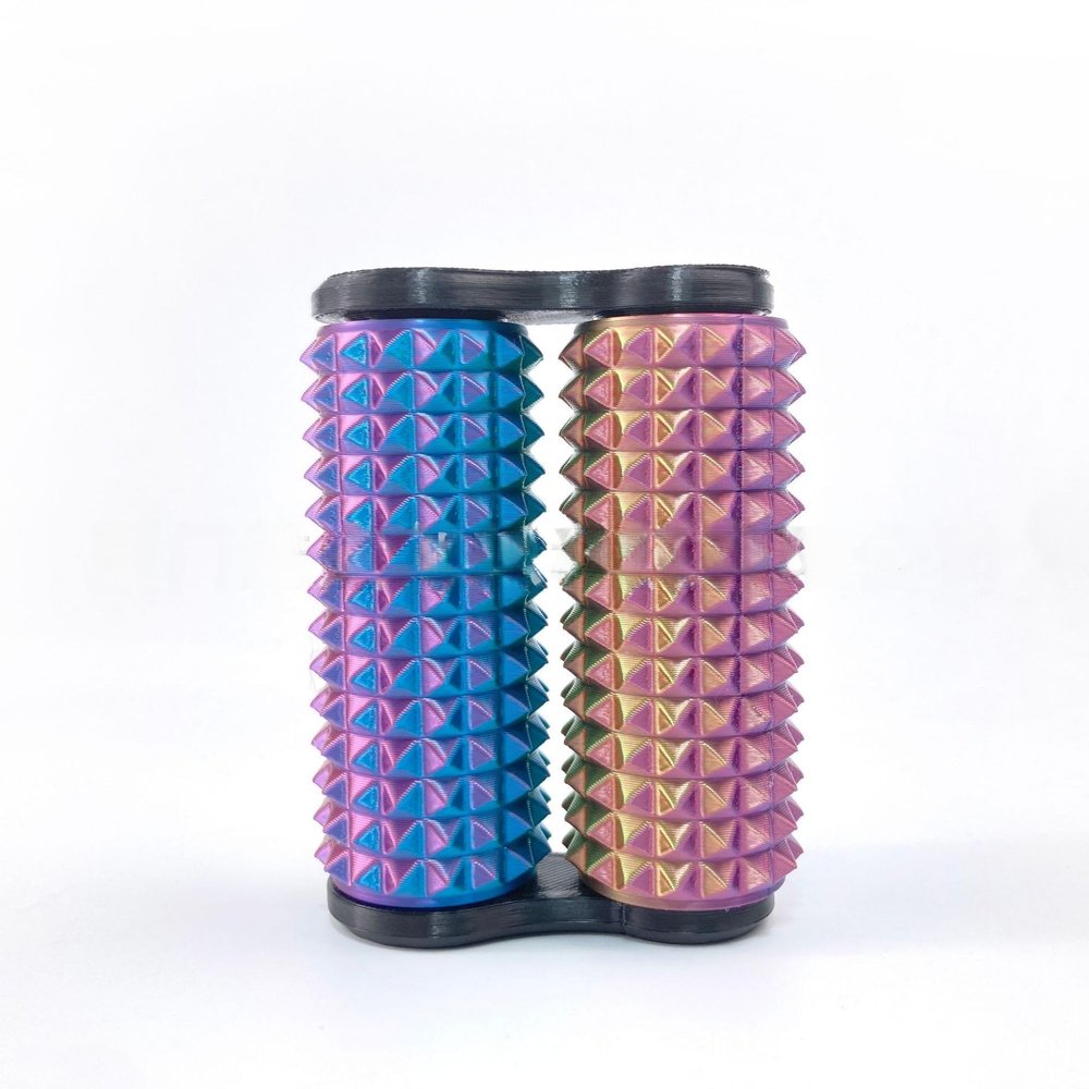 3D Printed Pain Stim Fidget Toy Dual Axis Spike Roller Stress Relief Ideal for Calming Tactile Stimulation Sensory Engagement Perfect Pressure Relief Device (Colorful)