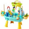 Lorveina 2027 Upgraded 4-in-1 Sand Water Table for Toddlers 1-3, Kids Sensory Table with Electric Water Pump & Elephant Faucet, Play Kitchen Sink with Food Accessories, Fishing Toy (Blue) view 1