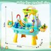 Lorveina 2027 Upgraded 4-in-1 Sand Water Table for Toddlers 1-3, Kids Sensory Table with Electric Water Pump & Elephant Faucet, Play Kitchen Sink with Food Accessories, Fishing Toy (Blue) view 2