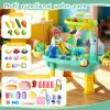 Lorveina 2027 Upgraded 4-in-1 Sand Water Table for Toddlers 1-3, Kids Sensory Table with Electric Water Pump & Elephant Faucet, Play Kitchen Sink with Food Accessories, Fishing Toy (Blue) view 3