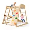 8-in-1 Indoor Playground Jungle Gym Kids Climbing Toys, Wooden Climber Playset with Slide, Swing, Monkey Bars & Climb Net, Natural Wooden Design, Perfect Birthday Toys for Kids view 1