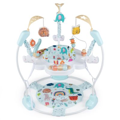 INFANS Baby Activity Center, 3 in 1 Play Center Jumpers and Bouncers with Music, Lights, Interactive Toys, 360Rotating Seat, Adjustable Heights, Exersaucer Learning Toys for 6-12 Months (Light Blue)