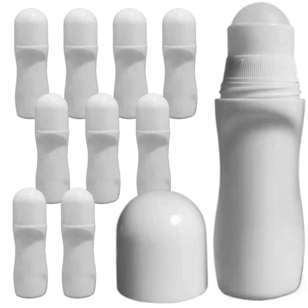10Pcs Sunscreen Applicator for Kids Adults, 50ml Sunscreen Roller Applicator Refillable Portable Empty Curved Sunblock for Beach Travel