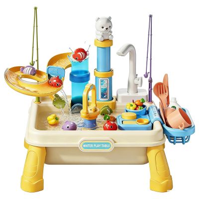 Interactive Water Table, Sensory Activity Station, 18.11x11.02x11.81 Inches Play Tables with Built-In Pump, Outdoor Water Table with Durable Material, Kids Tables Fun Design, Waters Toy for Boys Girls