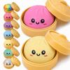 2PCS Dumpling Squishies Toys with Food Steamer,Colorful Squeeze Dough Fidget Sensory Stress Balls,Stretchy Hand Desk Toys for Stress Relief Squishies Dumpling Gifts,Pink&Yellow view 1