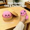 2PCS Dumpling Squishies Toys with Food Steamer,Colorful Squeeze Dough Fidget Sensory Stress Balls,Stretchy Hand Desk Toys for Stress Relief Squishies Dumpling Gifts,Pink&Yellow view 3