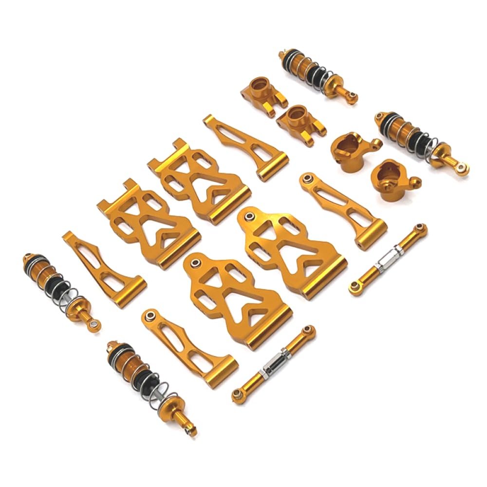 COMODO Metal Swing Arm and Steering Cup Set for 1/16 RC Car Upgraded Suspension Steering Parts Replacement(Yellow)