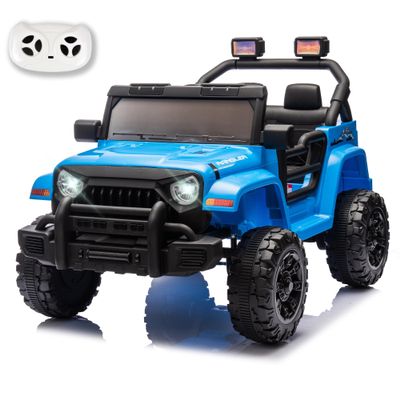 NEWDOOD 12V Ride on Toys for Toddler, Ride on Truck Car w/Remote Control, 12V Electric Car for Kids, Shock Absorption, 3 Speeds, Music & Bluetooth, Lights, Steering Wheel Quick Release (Blue)