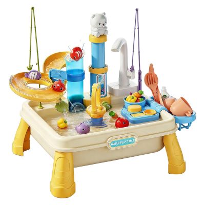 Water Table Play, Outdoor Sensory Station, Built-in Pump Gadget, Hands-On Exploration Tool, Educational Fun Device, Interactive Accessory for Boys Girls Ages 4-8 Playroom Daycare Patio Beach