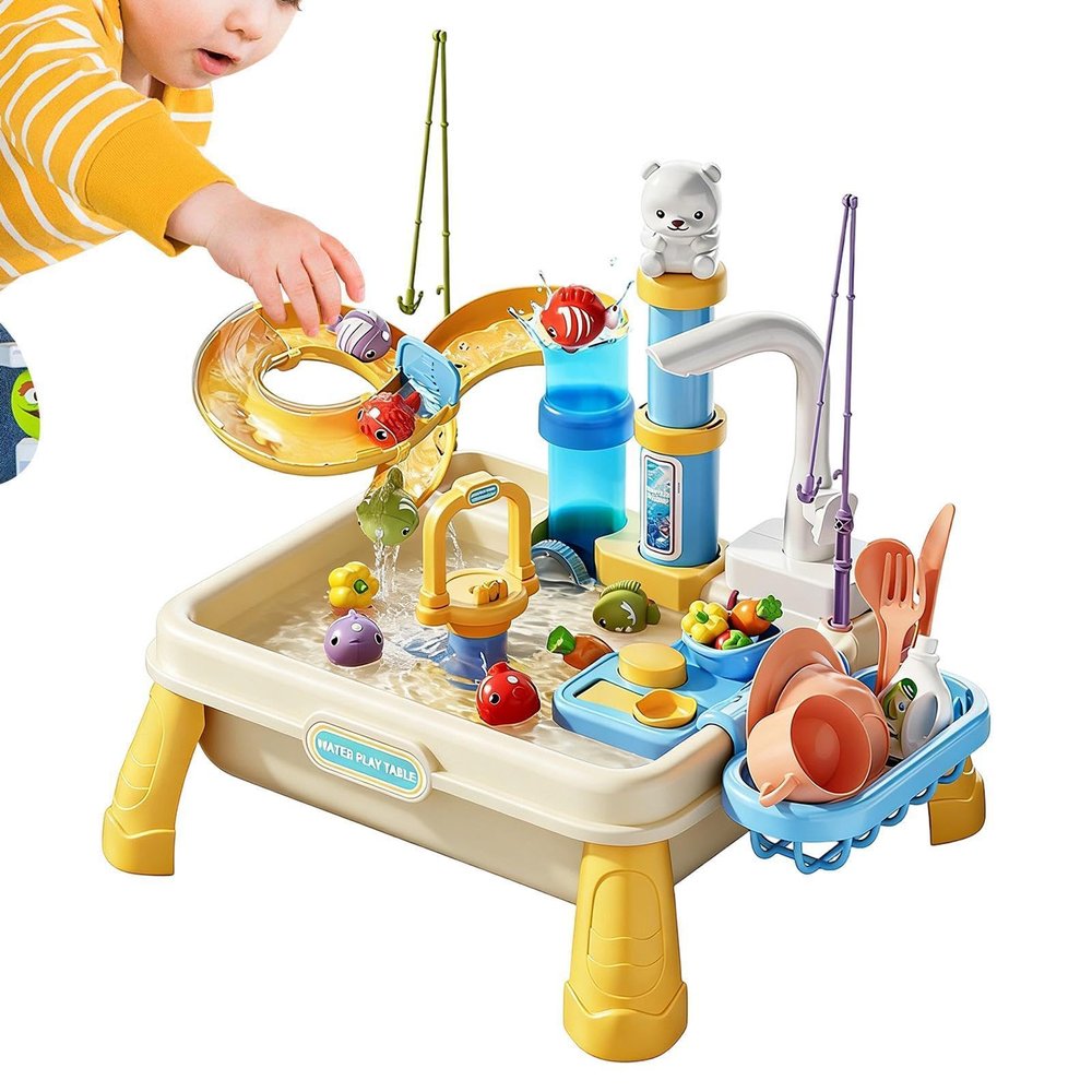 Water Table - Outdoor Sensory Activity Built-in Pump, Water Play Table | for Boys Girls Ages 4-8 Playroom Daycare Patio Beach Garden Park
