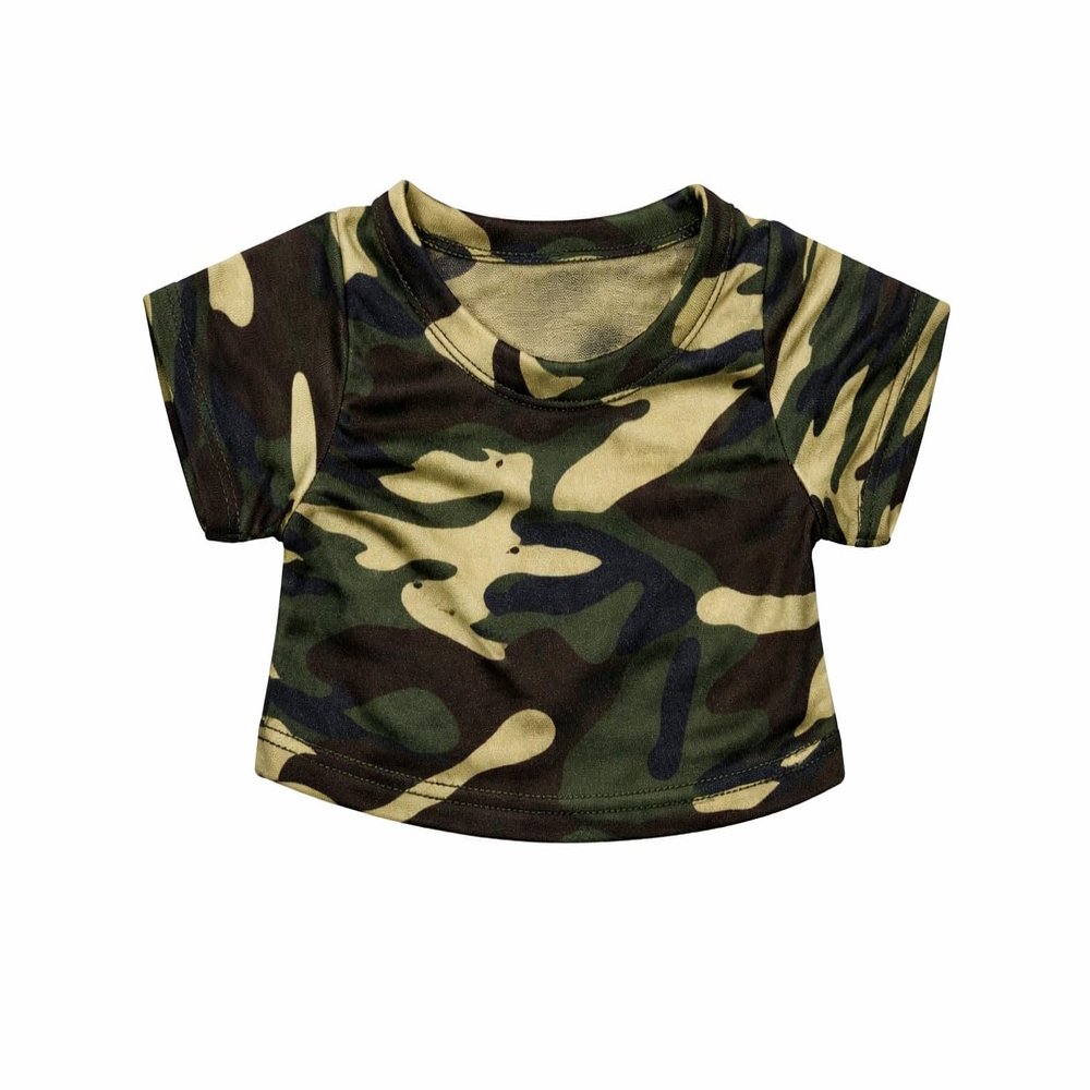 Camo T Shirt Plush Outfit 6 to 10 INCH Doll Clothes Camouflage Dress Up Outfit Gift for ids