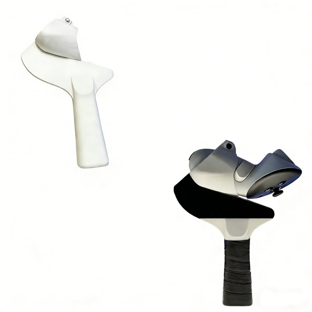 Table Tennis Adapter Compatible with Meta Quest 3, VR Ping Pong Paddle Grip Attachment with Three Handle Types Flared Straight Anatomical,Right and Left (ST-Left)