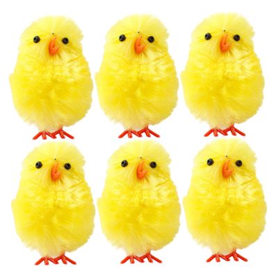 AwnsIMfreien 6Pcs Baby Chicks, Fluffy Mini Chicks for Easter Crafts, Bonnet & Basket Decorations, 4cm Plush Chick Ornaments, Easter