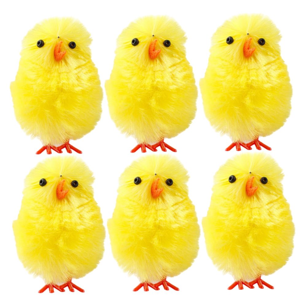 AwnsIMfreien 6Pcs Baby Chicks, Fluffy Mini Chicks for Easter Crafts, Bonnet & Basket Decorations, 4cm Plush Chick Ornaments, Easter
