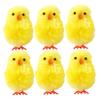 AwnsIMfreien 6Pcs Baby Chicks, Fluffy Mini Chicks for Easter Crafts, Bonnet & Basket Decorations, 4cm Plush Chick Ornaments, Easter view 1