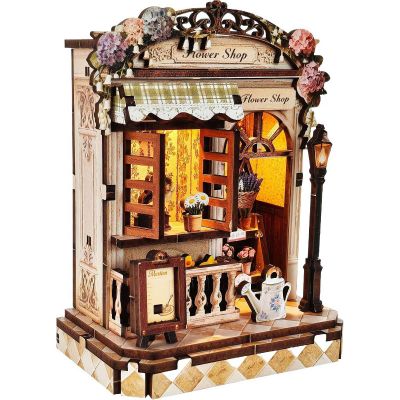 DIY Book Nook Kit Miniature Doll-House Booknook Kits with LED Light, 3D Wooden Puzzle Bookend for Bookshelf Insert Decor, Vintage Library Craft Kit for Teens & Adults