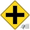 24" x 24" Waterproof Aluminum Cross Road Sign - Durable 4-Way Intersection Metal Sign with Rust-Resistant Finish & Easy Installation Accessories for Posts view 1