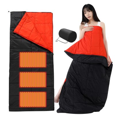 Transportable Electric Heating Slumbering Bag with 3 Modifiable Heat Grades USB Propelled Outdoor Indoor Use Strengthened Warmth Polyster Fabric USB Warmed Slumbering Bag for Backpacking