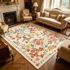 UKELER Nursery Rugs 5x7, Machine Washable Foldable Boho Floral Area Rugs, Non Slip Durable Low Profile Accent Rug for Kids Playroom Bedroom Living Room Dinning Room Dorm Office Hotel Farmhouse, Beige view 1