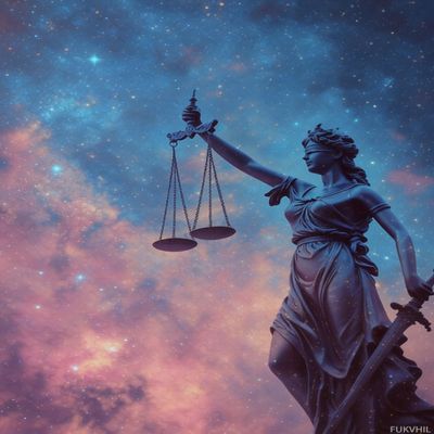 Lady Justice Statue with Scales Under Starry Puzzles for Adults 1000 Pieces Celestial Legal Art Print Suitable for Office Decor Mindful Leisure Gift for Law Enthusiasts 19.69x27.56in