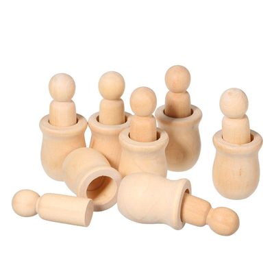 Psytfei Unpainted Nesting Dolls 10Pcs People Nesting Set Wooden Peg Dolls Blank Nesting Dolls Wooden Matryoshka DIY Kit for Kids