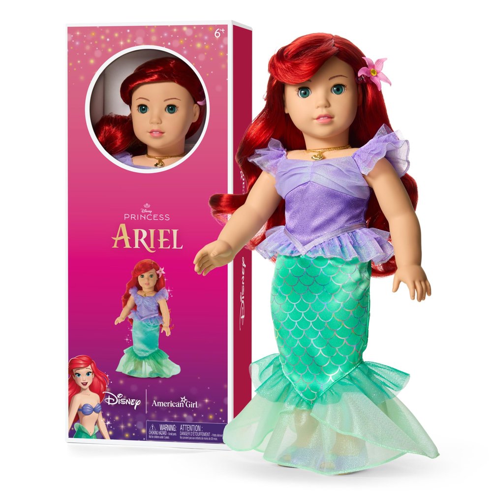 American Girl, Disney, Princess Ariel, 18-inch Doll, Red Wavy Hair, Aqua Eyes, Includes Accessories, Ages 6+
