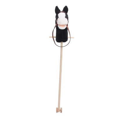 Depisuta Stick Horse with Sliding Wheels, Cute Expression Soft Comfortable Cartoon Horse Head Stick Toy, for Kids Birthdays and Holidays. (Black)