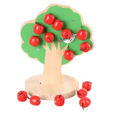 LLTCMAOYI Montessori Magnetic Apple Tree, Interactive Educational Game for Number Learning & Fine Motor Skills