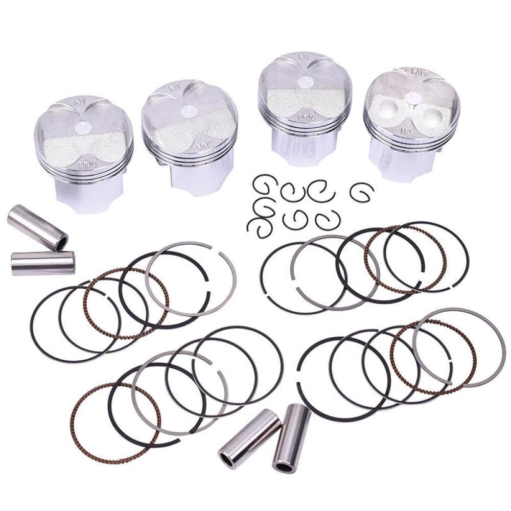 4 Set Piston and Ring Kit (55mm-56mm STD +0.25 +0.50 +0.75 +1.00) Compatible with Small Engines and Power(4set STD Piston Ring)
