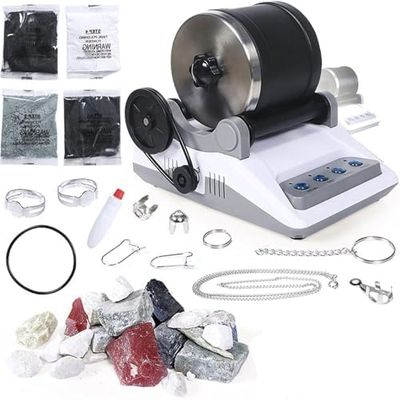 Electric Rock Tumbler Kit with 7-Day Timer, Detachable Polisher for DIY Gemstone, Fun Educational Toy for All Ages