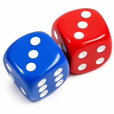 BESPORTBLE 2pcs Plastic 6 Sided Mahjong Dice, Colored Gaming Dice for Board Games, Ktv Party, Bar Use, 0. 62 Inch Square (Blue and Red)