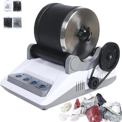 Electric Rock Tumbler Kit with Timer, Professional Gem Polishing Machine, Detachable Grinder and Grits Included